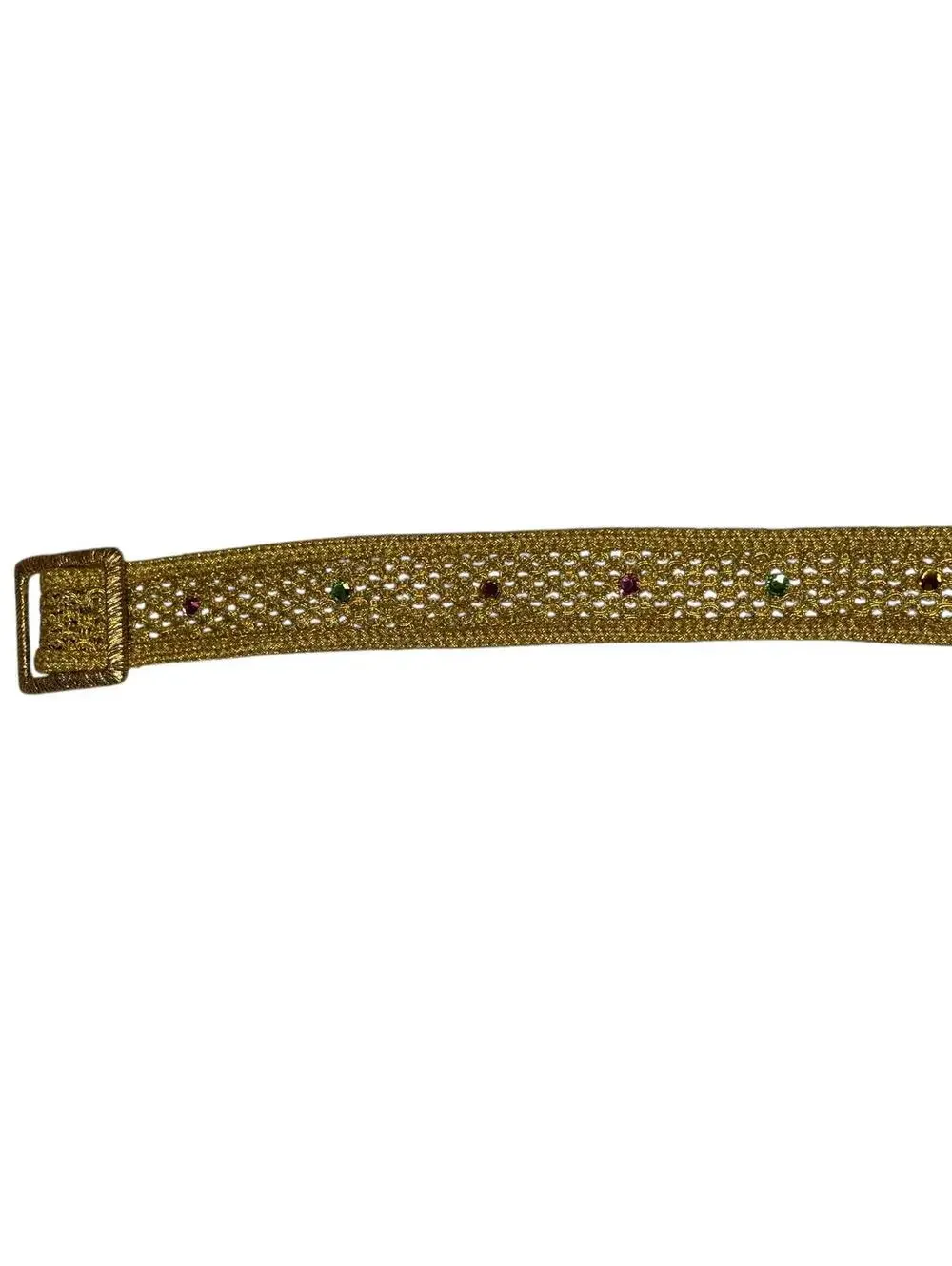 Vintage Golden Glam Crochet Belt Sparkly Gems